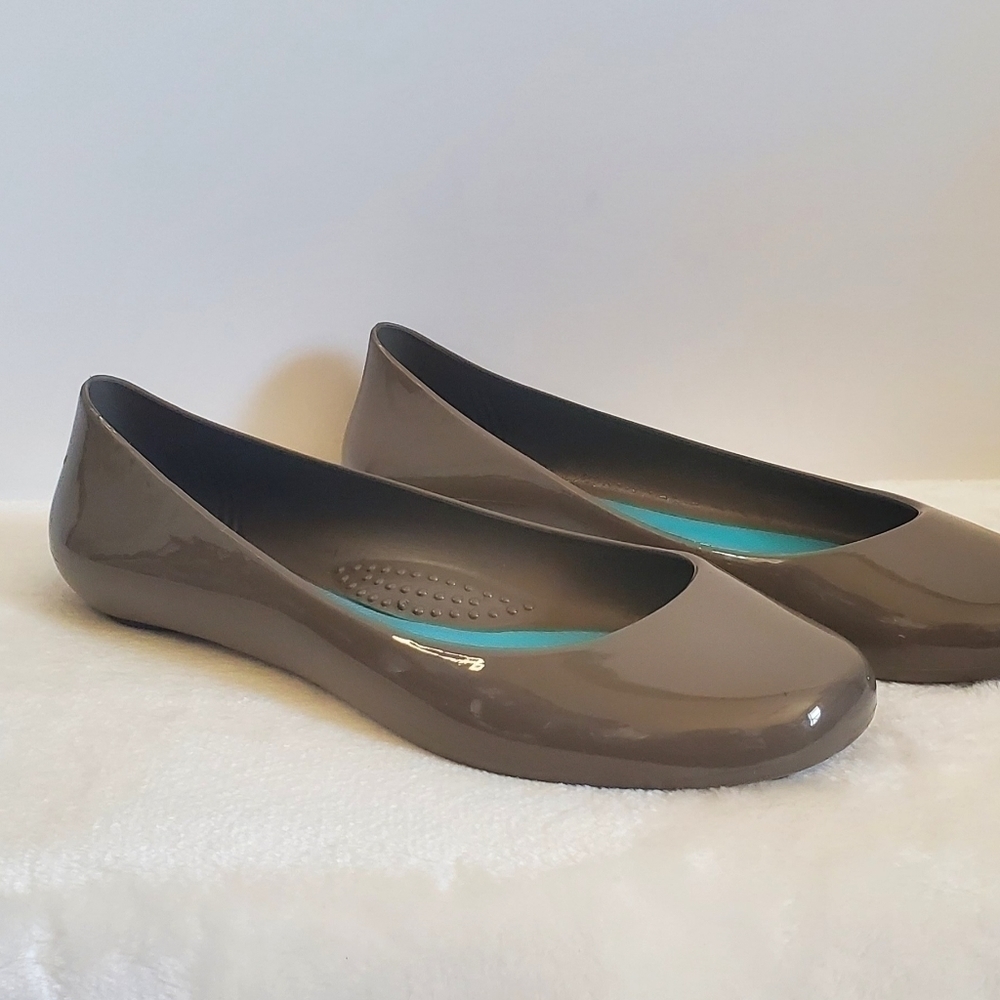 OKA B Taylor Gray Brown Jelly Rubber Ballet Slip On Flats Size US 8 EU 38 - Picture 2 of 15